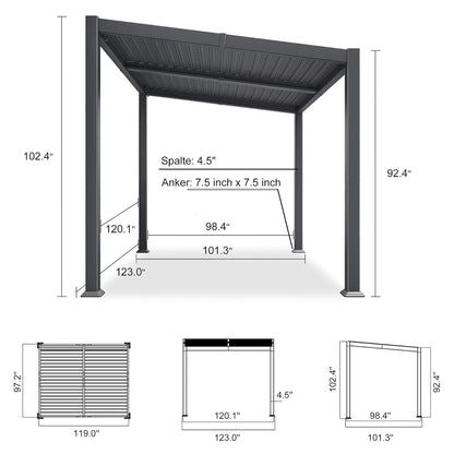 [08X10FT] Alora Modern Louvered Aluminum Pergola With Sloped Roof (SAK12169)