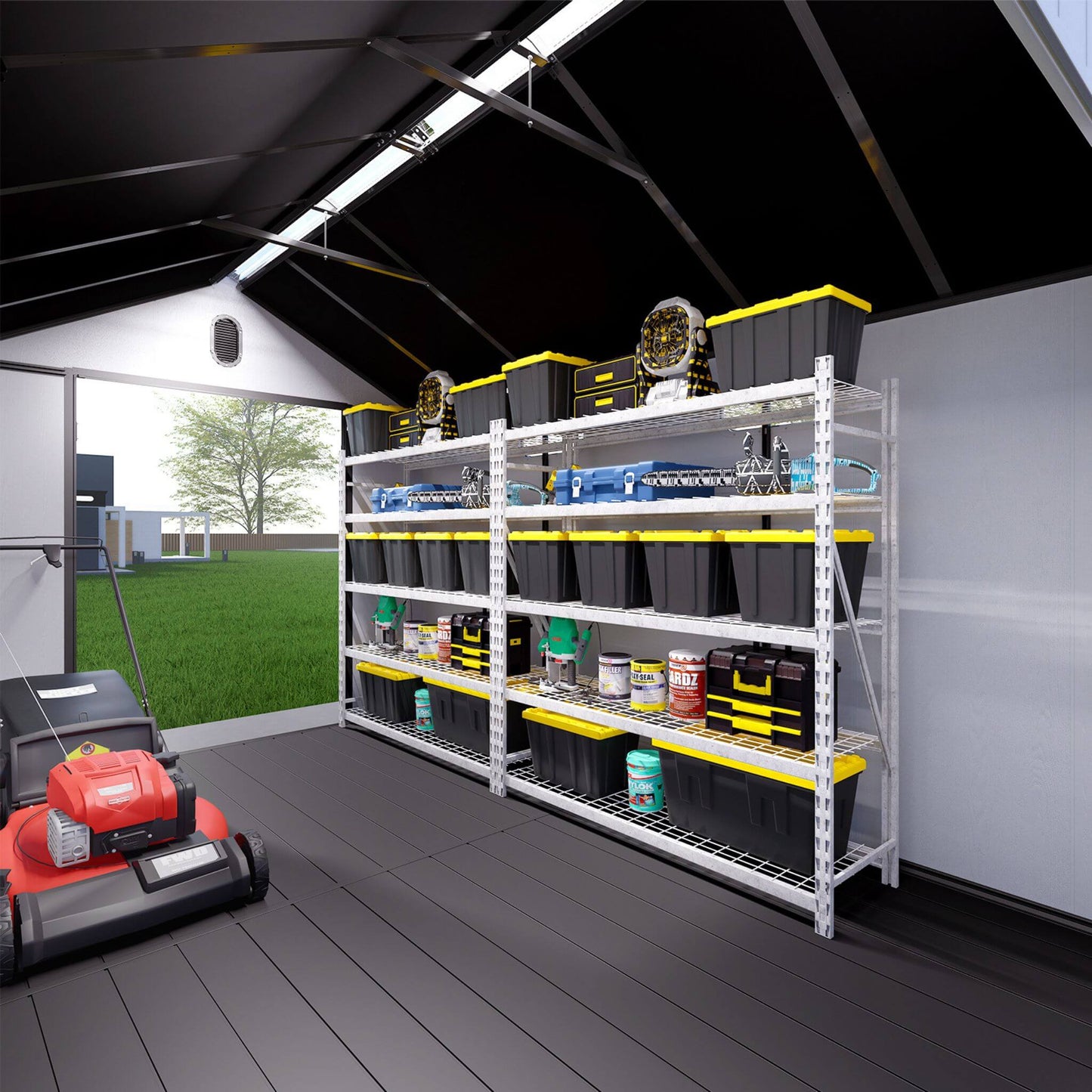 [08X12FT] Alora Large Polypropylene Storage Shed With Reinforced Floor And Lockable Swing Doors (SAK07451)