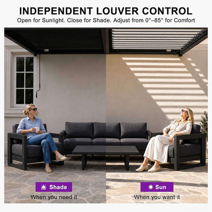 [08X12FT] Alora Modern Wall-Mounted Louvered Pergola With Aluminum Frame (SAK25902)