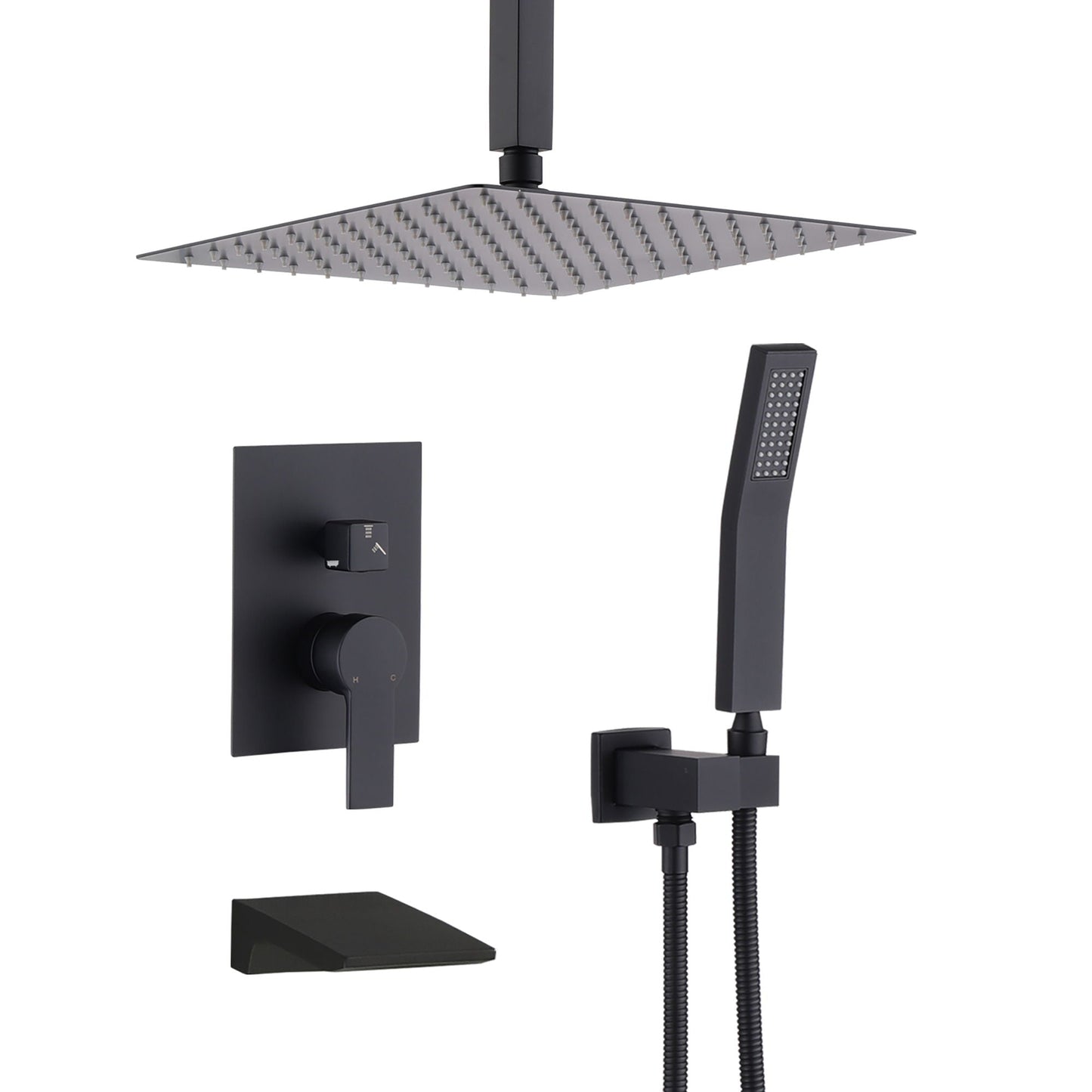Wall Mount Shower System With High Pressure 10" Shower Head And Handheld