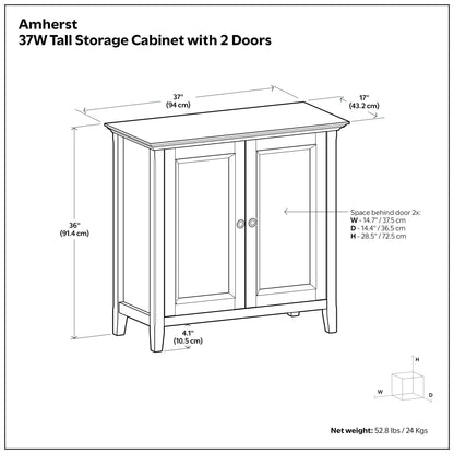 Amherst - 2 Door Storage Cabinet & Adjustable Shelving - Brown