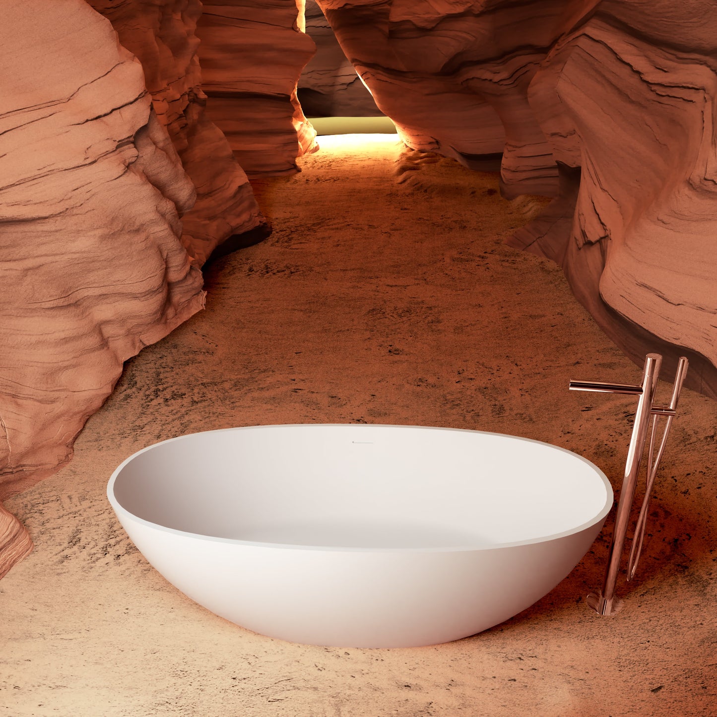 65" Freestanding Solid Surface Bathtub