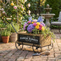 16.5x9.5x8" Rustic Wooden Wagon Planter with Flower Market Sign