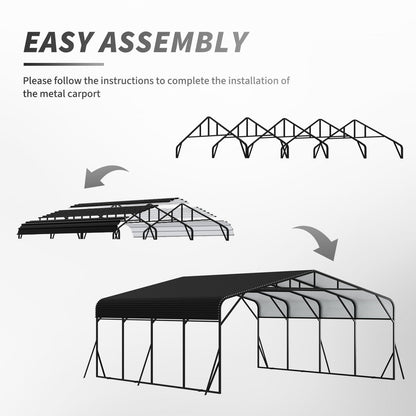 Heavy Duty Carport, All Weather Shelter - Black