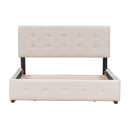 Upholstered Platform Bed With Classic Headboard And Drawers, No Box Spring Needed