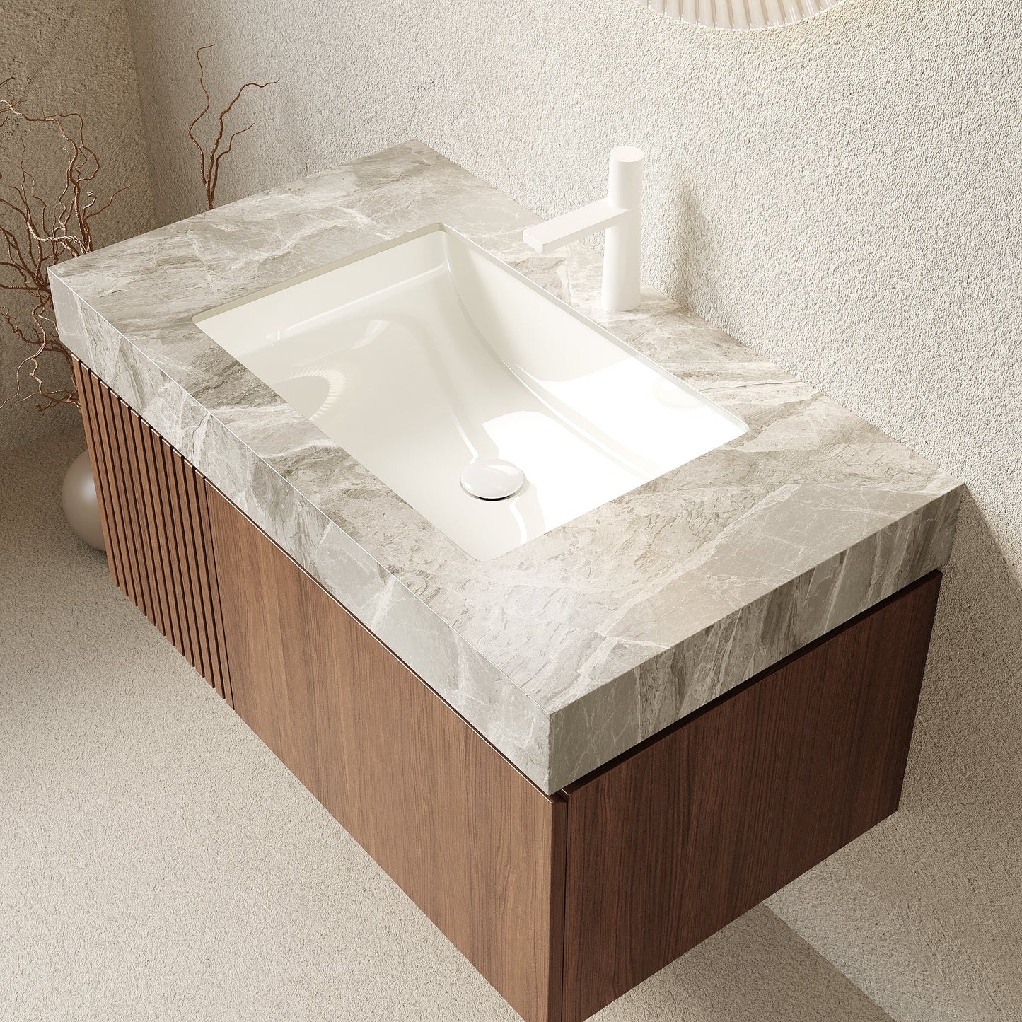 MURI 36" Bathroom Vanity & Sink, Floating Plywood Storage Cabinet with Drawer & Door