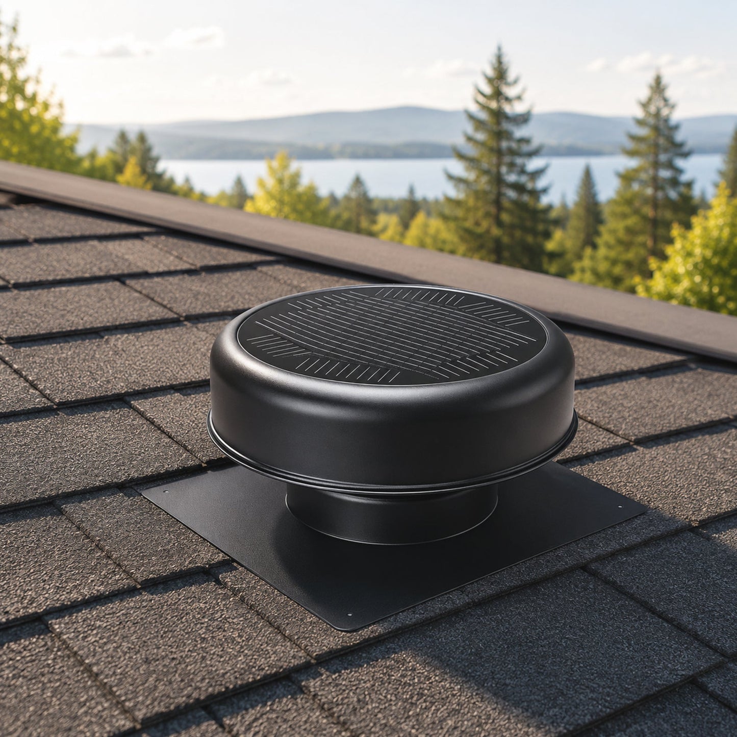 12" Flush Mount Round Solar Roof Vent Fan, 30W Dual Power