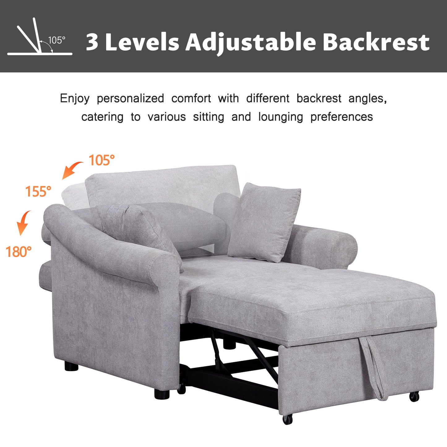 Convertible Sleeper Chair With Adjustable Backrest