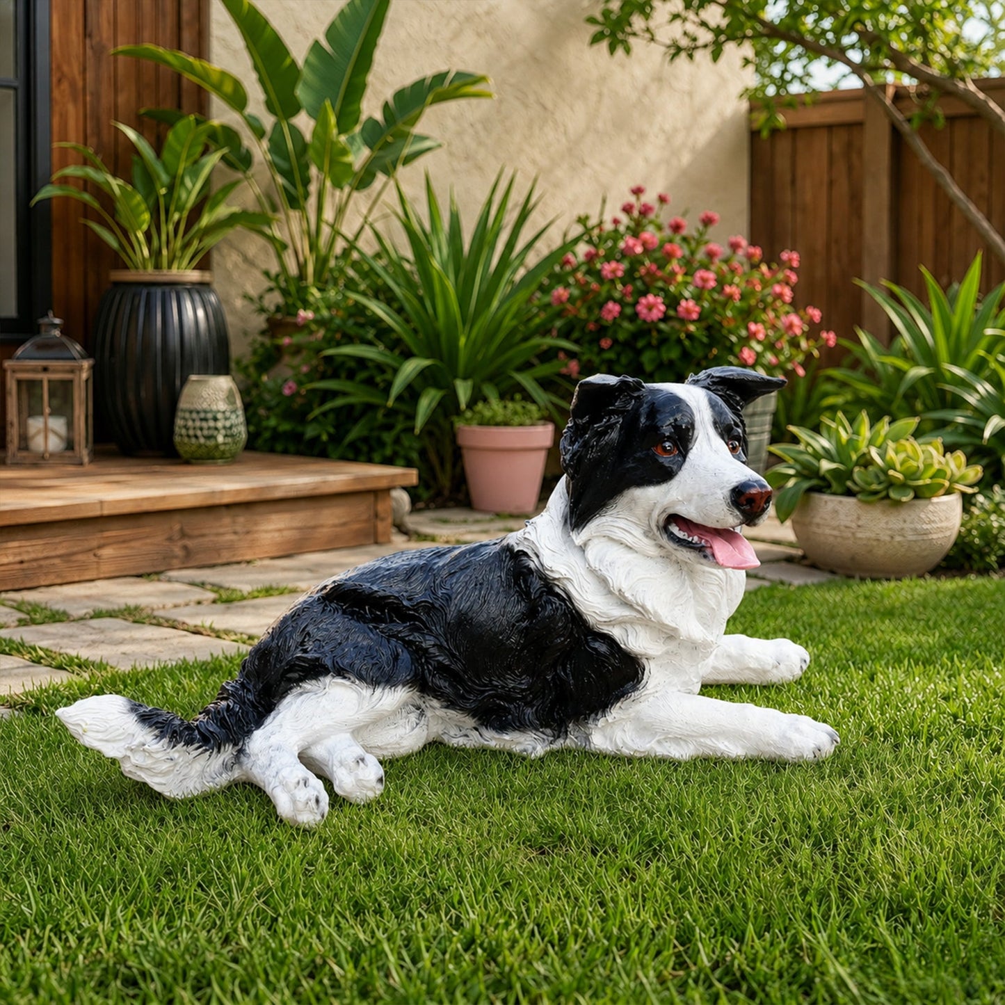 Outdoor Garden Border Collie Dog Statue Greeter
