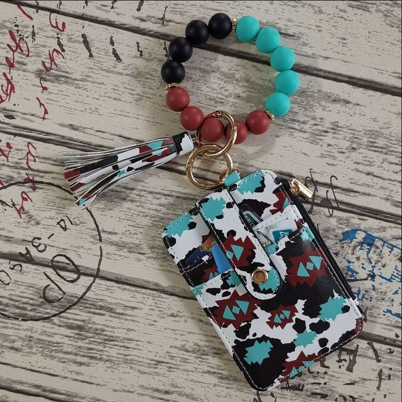 Silicone Bead Bracelet Leather Wallet