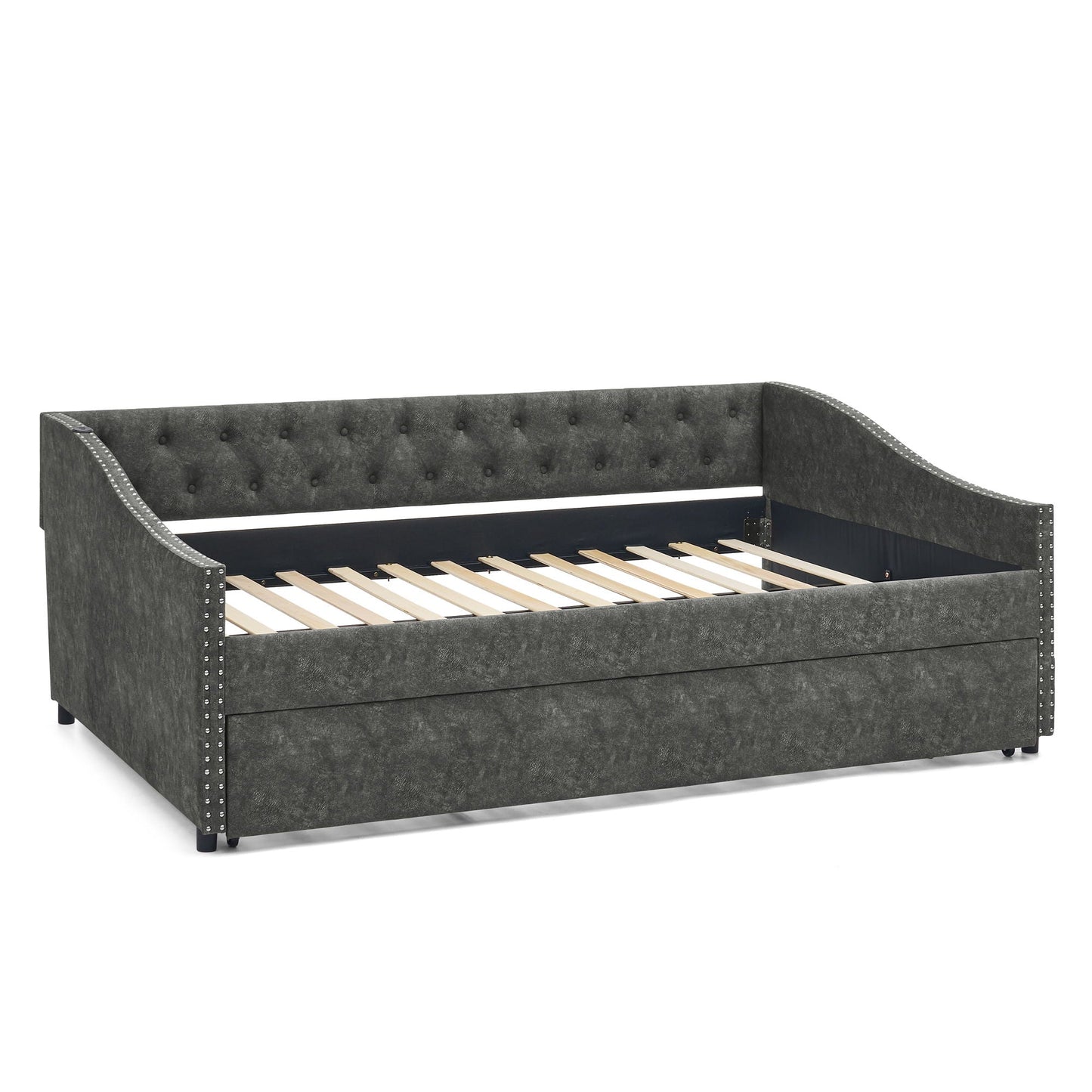 Upholstered Daybed With USB Charging & Pull Out Bed