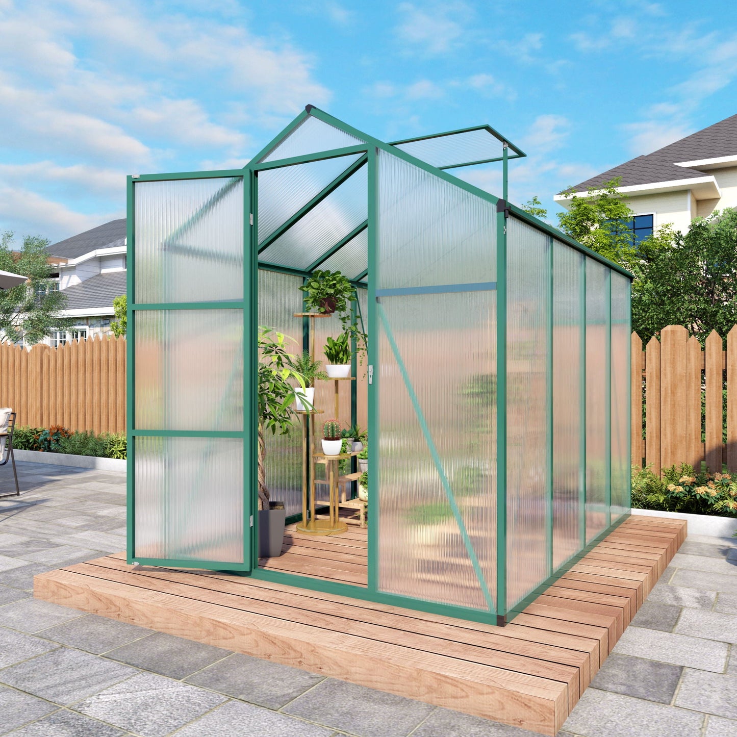 Polycarbonate Walk-In house, Raised Base For Outdoor In All Season