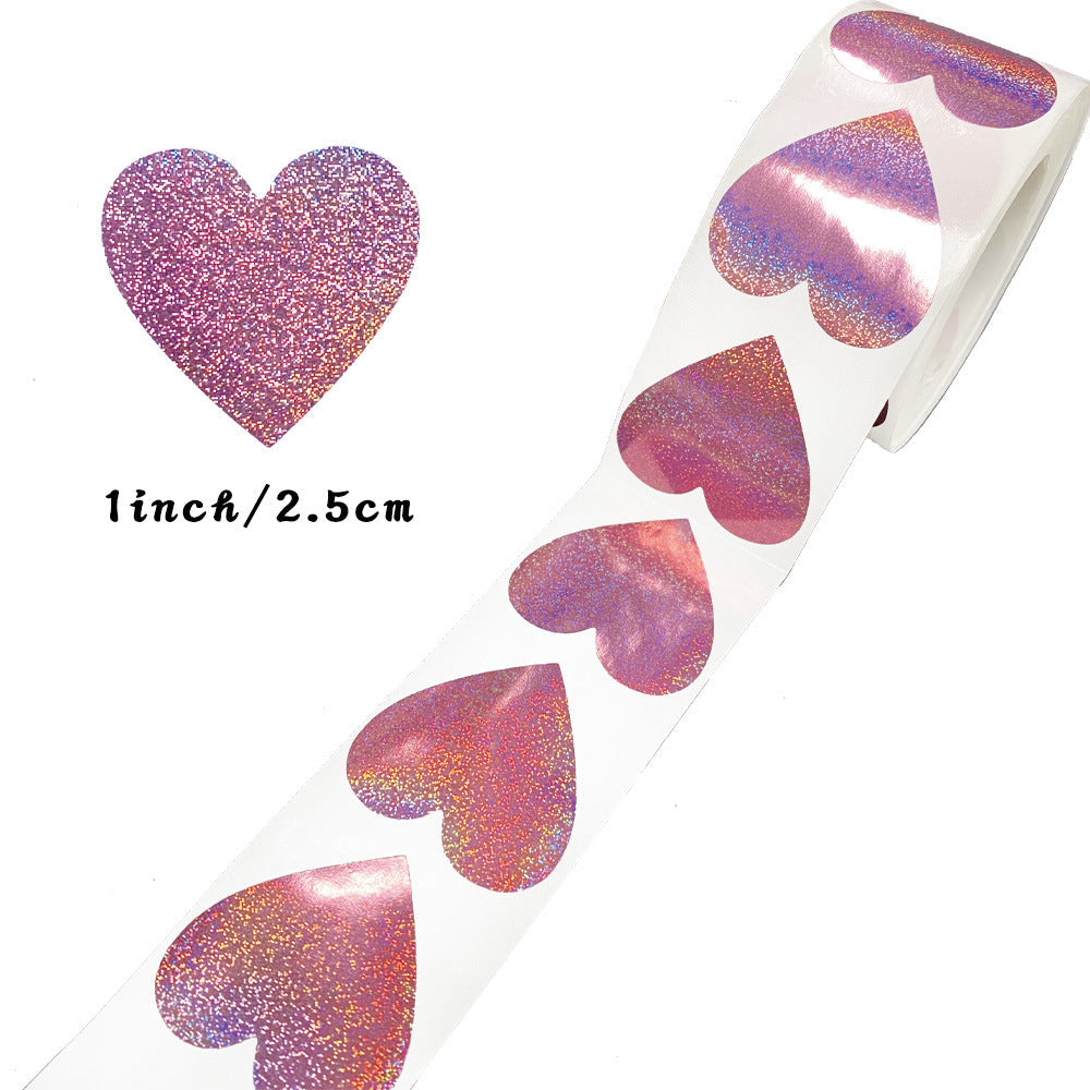 Love Heart Laser Valentine's Day Closure Sticker