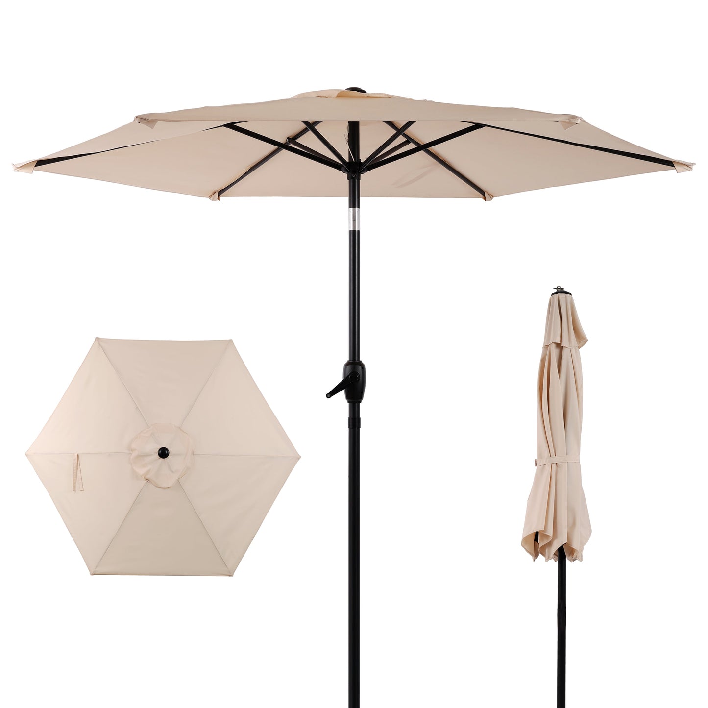 7.5 Ft Patio Umbrella with Push Button Tilt and Crank Mechanism