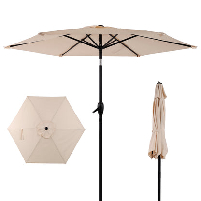 7.5 Ft Patio Umbrella with Push Button Tilt and Crank Mechanism