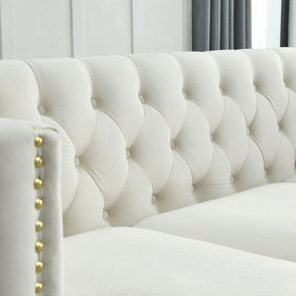 Upholstered Couch Sofa With Button Tufting For Living Room
