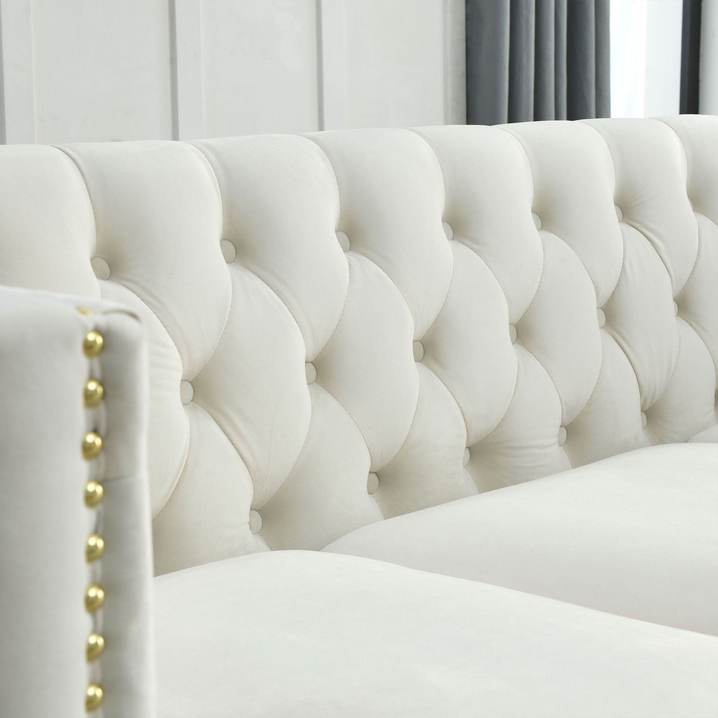 Modern Sofa With Button Tufting, Upholstered Couch For Living Room