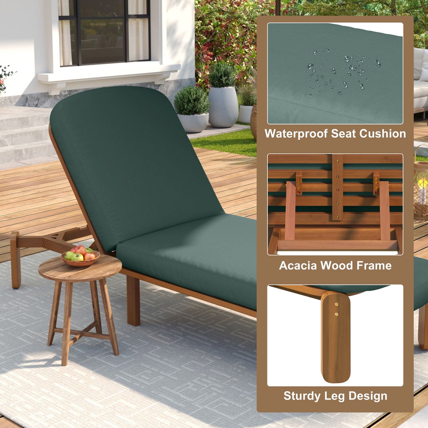Outdoor Chaise Lounge With Adjustable Backrest