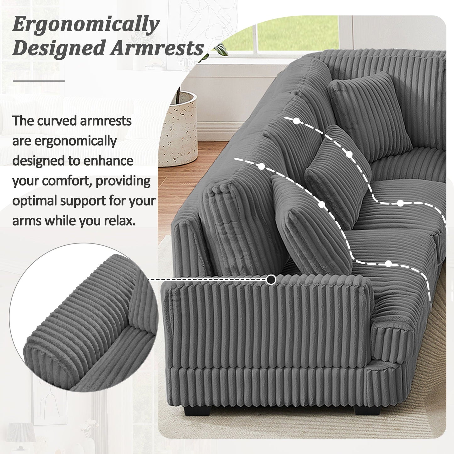 Oversized Sectional Sofa U - Shaped Sofa Couch Modern Sofa Upholstered In Soft With A Chaise Lounge For Living Room