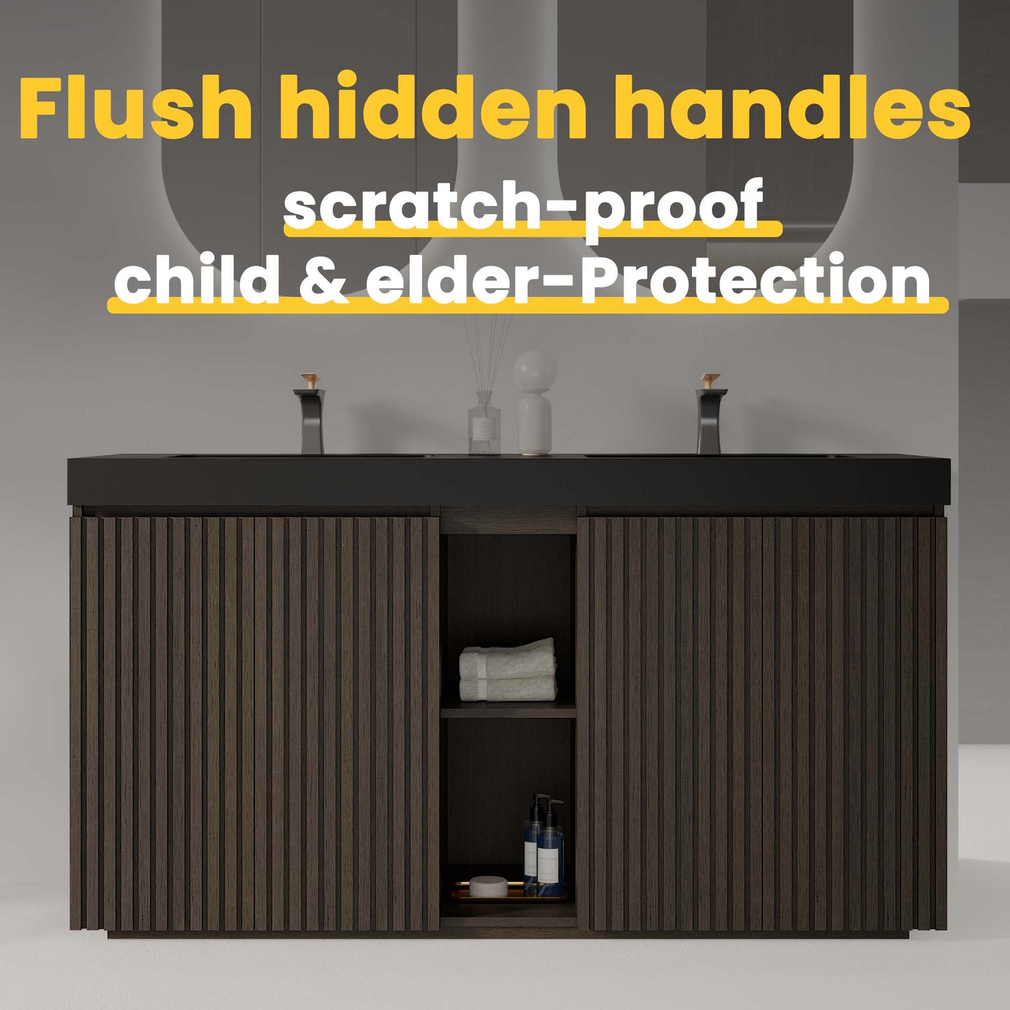Galan 60" Smoked Oak Bathroom Vanity
