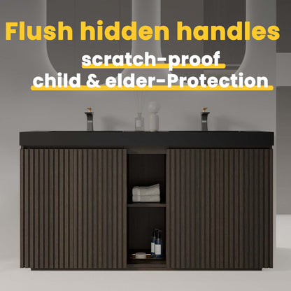 Galan 60" Smoked Oak Bathroom Vanity