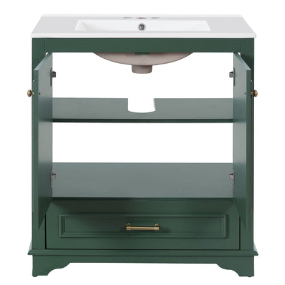 Bathroom Vanity With Sink, Cabinet & 2 Soft Closing Doors & Adjustable Shelf
