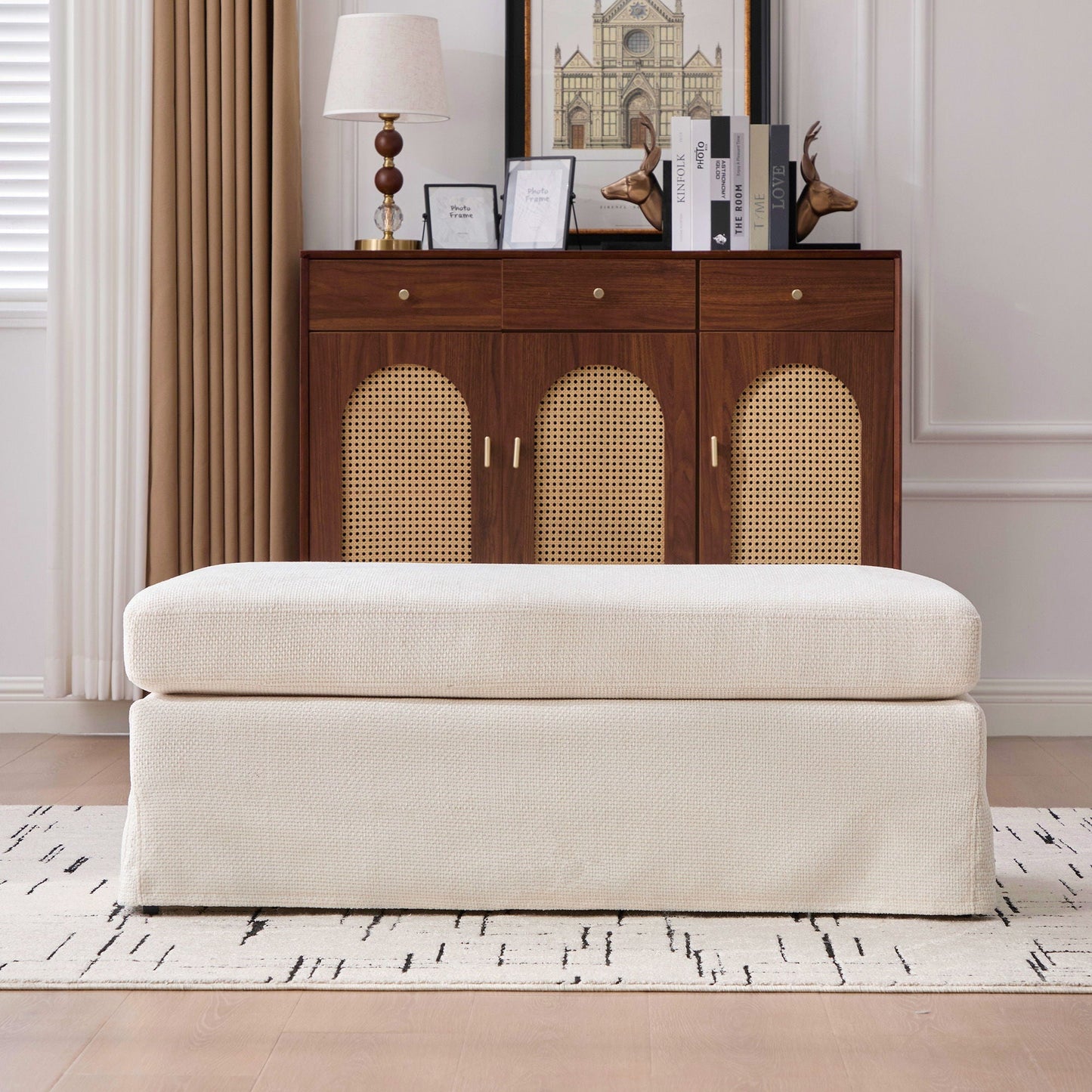 Ottoman Foot Stool With Metal Legs