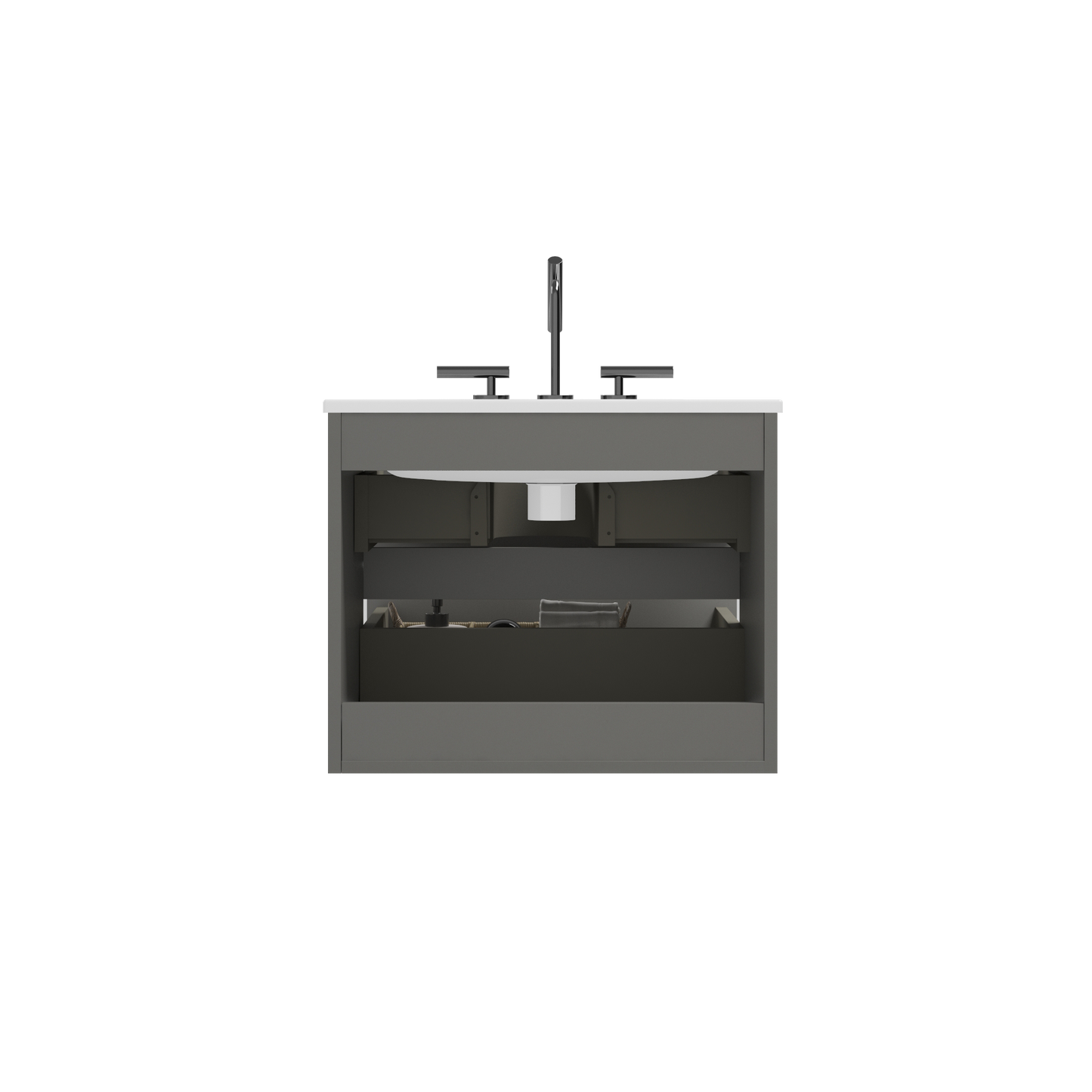 TIA 24" Wall Mount Space Grey Bathroom Vanity