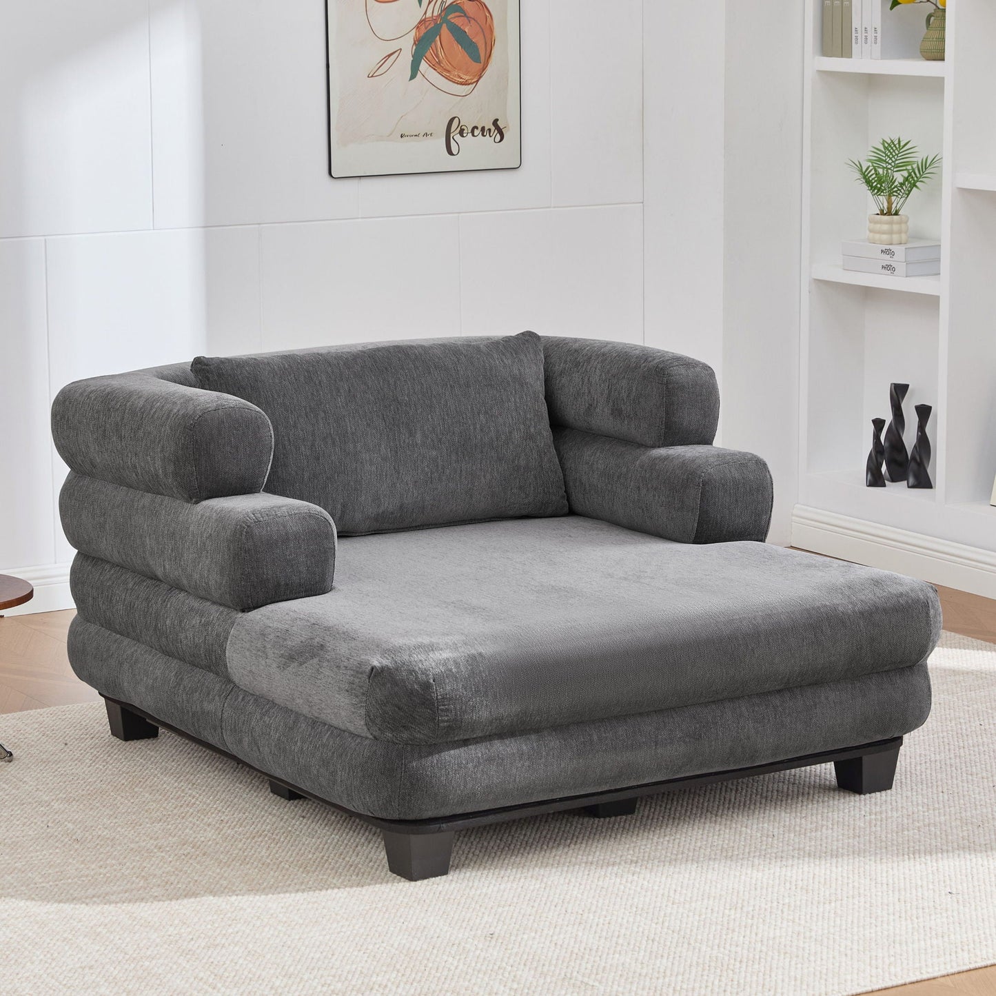 Oversized Chaise Lounge Sofa Bed with Deep Seat and Layered Armrests