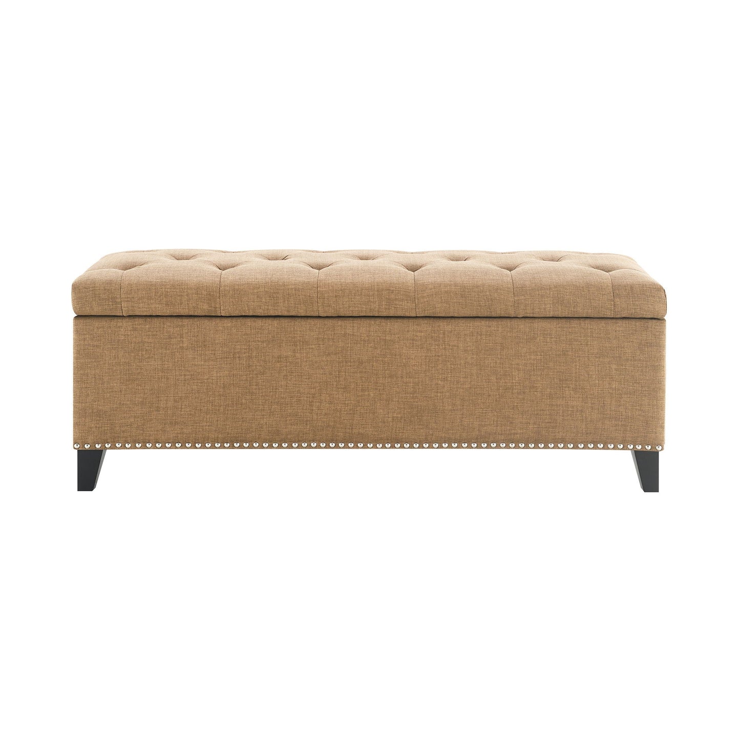 Button-Tufted Storage Ottoman With Safety Close Hinge