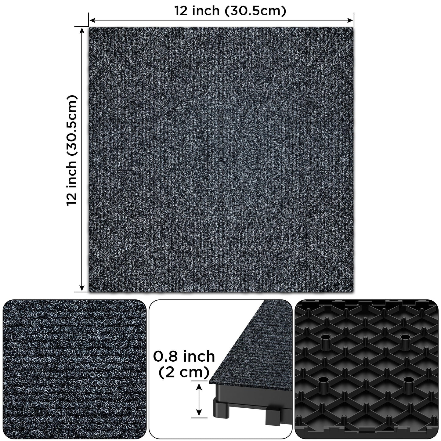Diy Module Interlocking Decking Carpet Tiles For Patio, Porch, Poolside, Balcony, Backyard Polypropylene - Gray