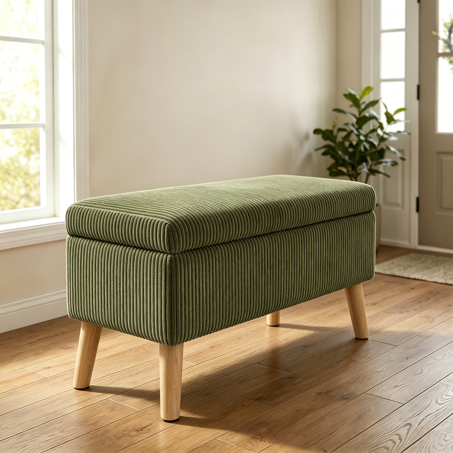 32 Inch Wide Olive Ottoman