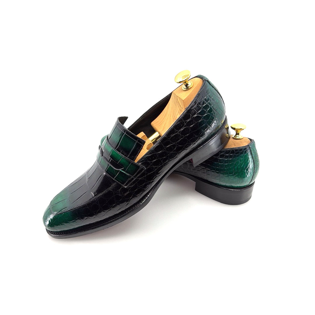 Maurice Mirage Custom Made Alligator Loafer - Green