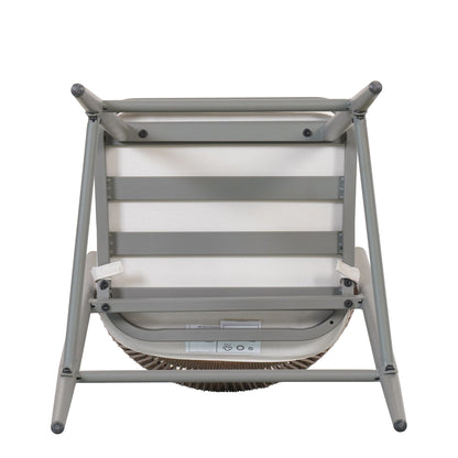 Outdoor Bar Height Metal Frame Counter Stools with Scallop-Shaped Backrest & Water-Resistant Cushions