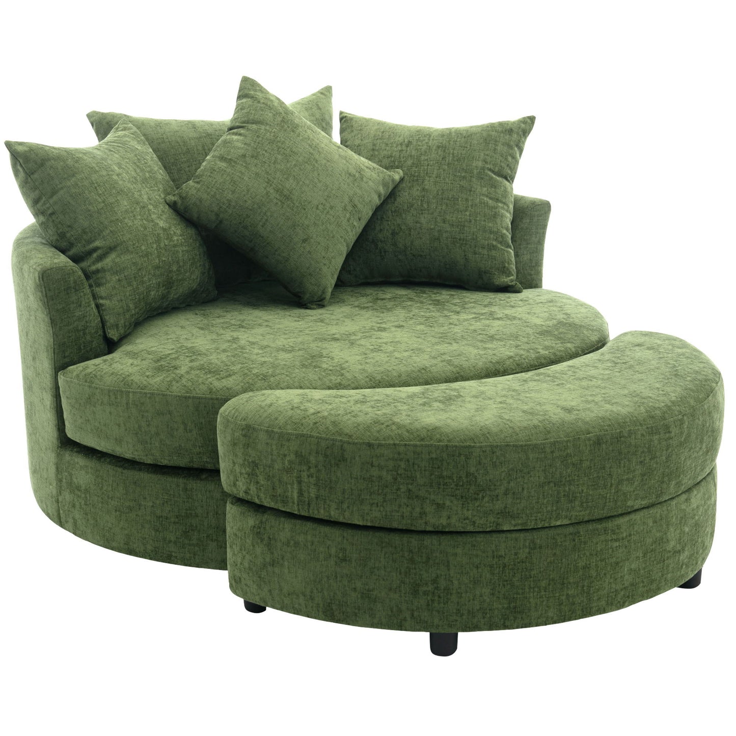 360° Swivel Accent Barrel Chair With Storage Ottoman & 4 Pillows, Modern Leisure Chair Round Accent For Living Room