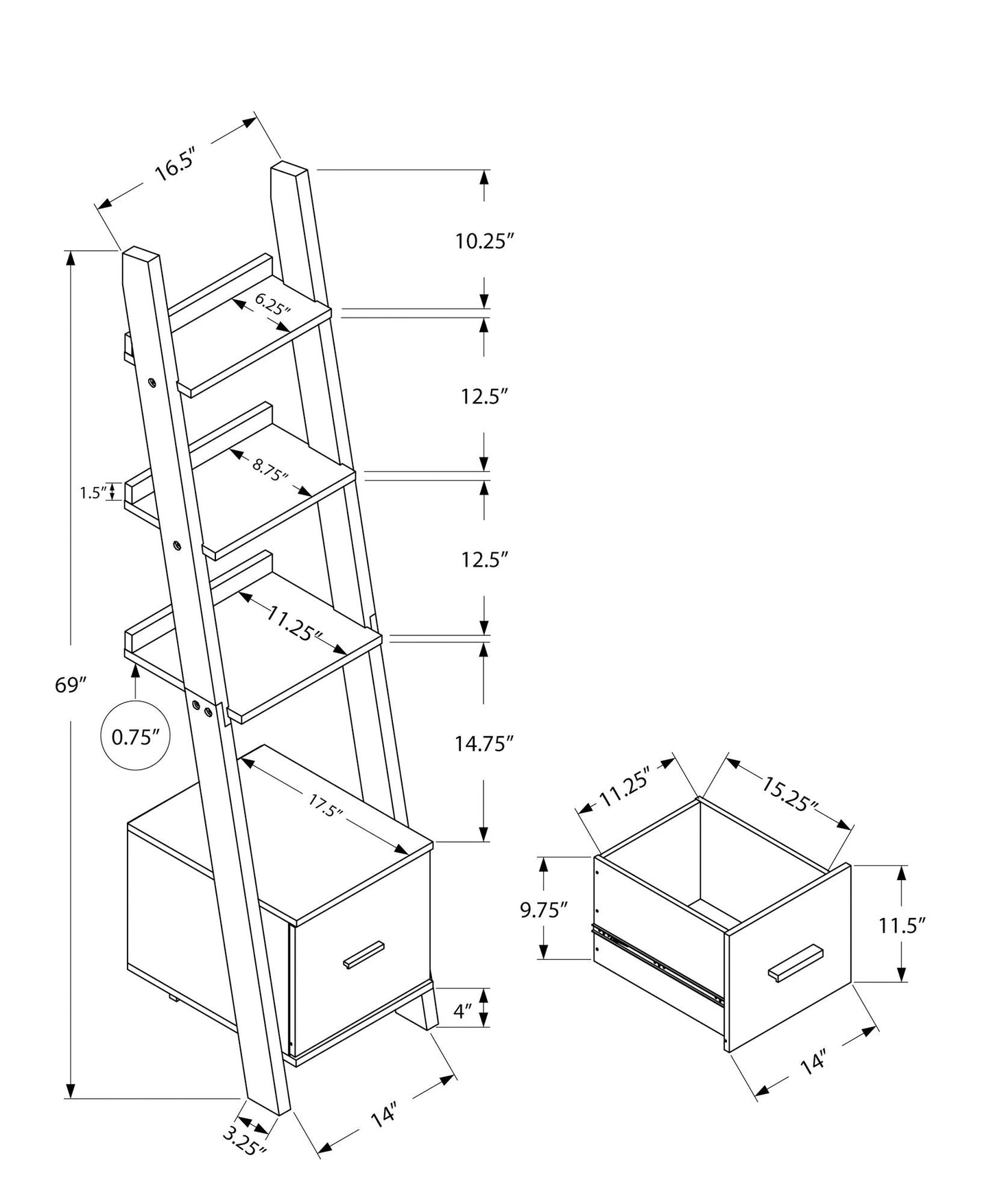 Contemporary Corner Ladder Bookshelf for Office