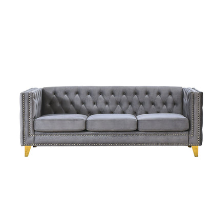 Upholstered Couch Sofa With Button Tufting For Living Room