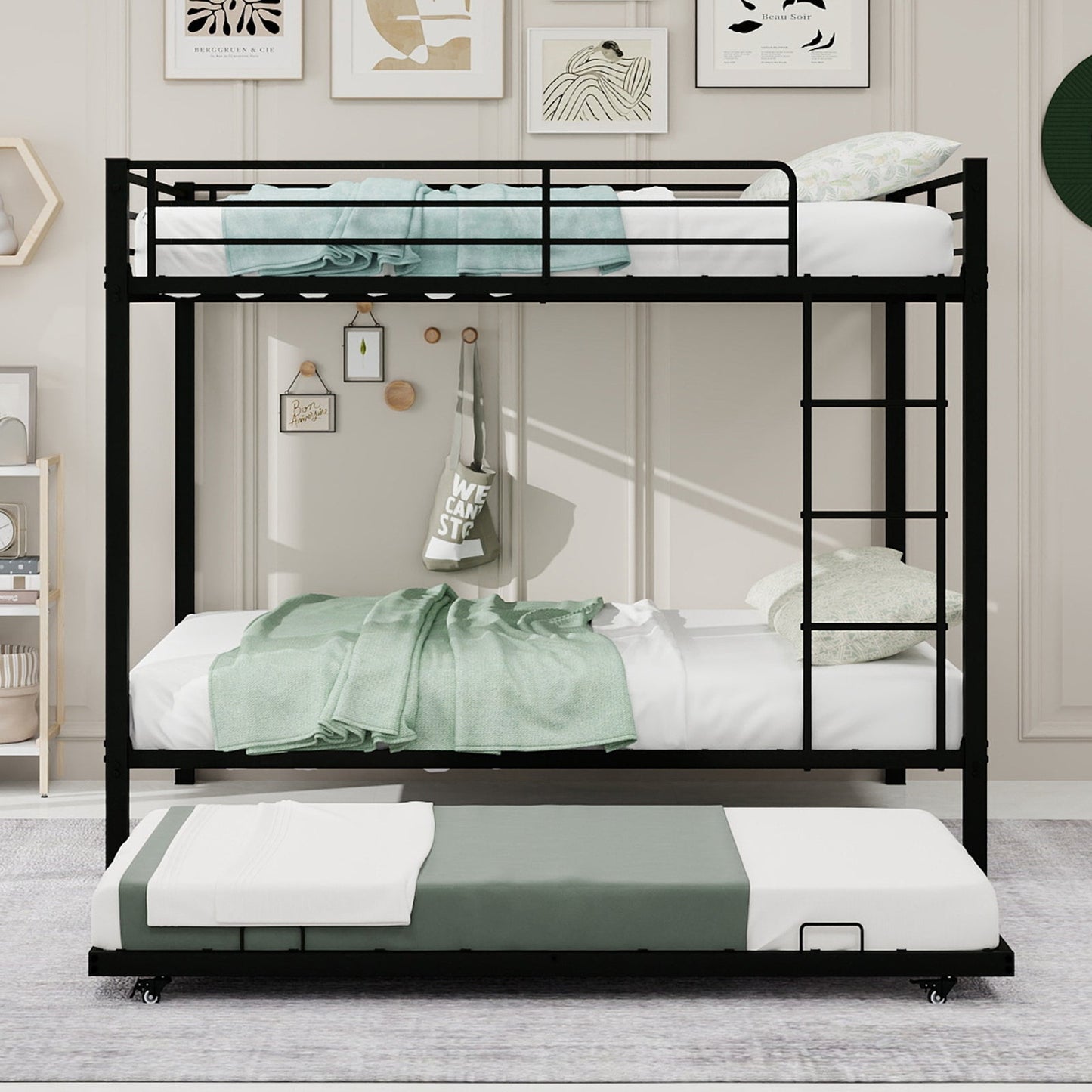 Durable Square Tube Iron Full-Size Bunk Bed