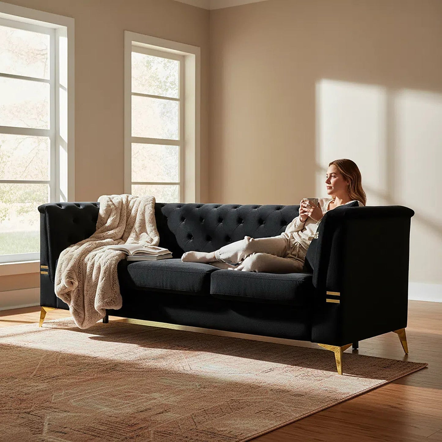 FX-P83-BK4 Sofa with 2 Pillows
