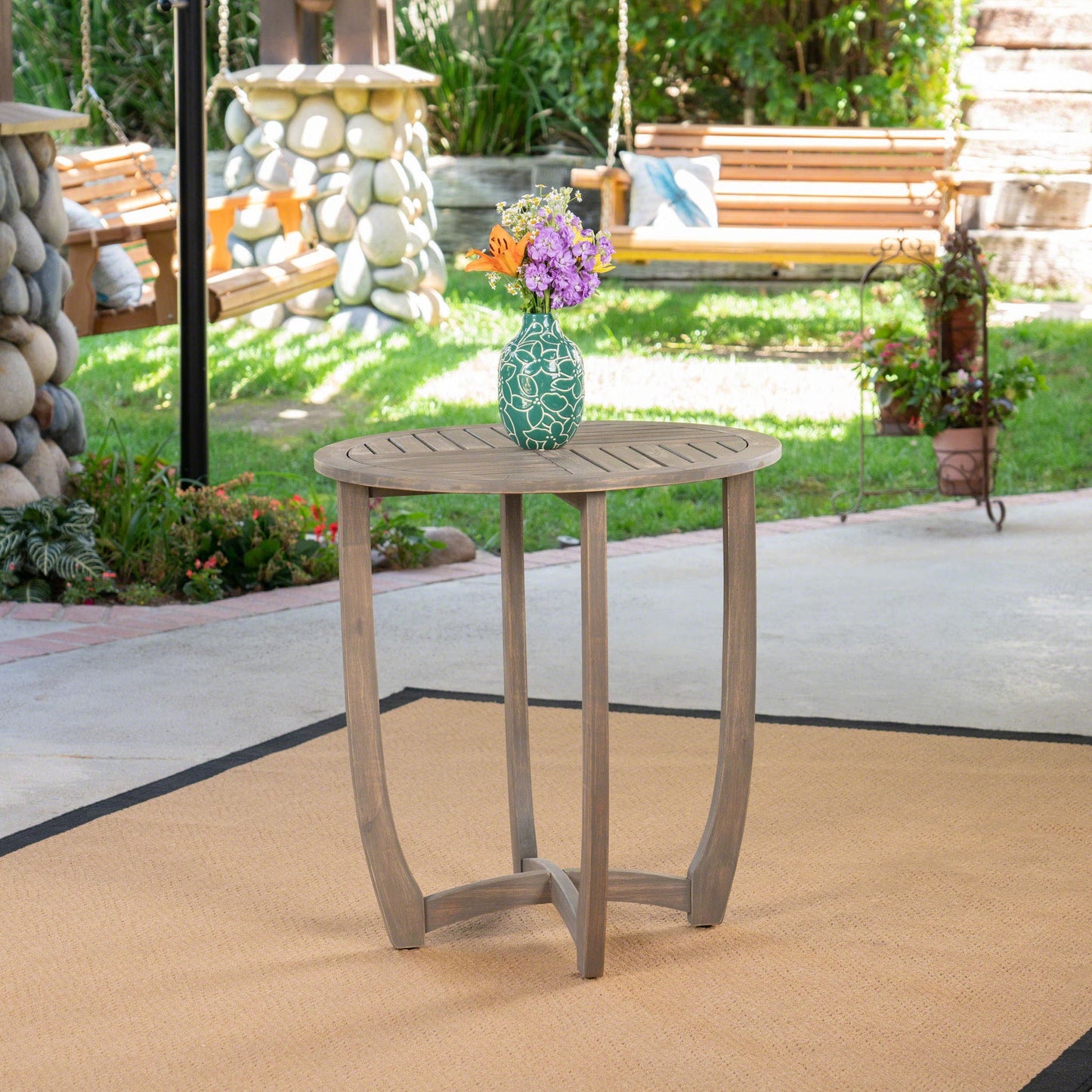 Hermosa Rustic Circular Bistro Table - Gray
