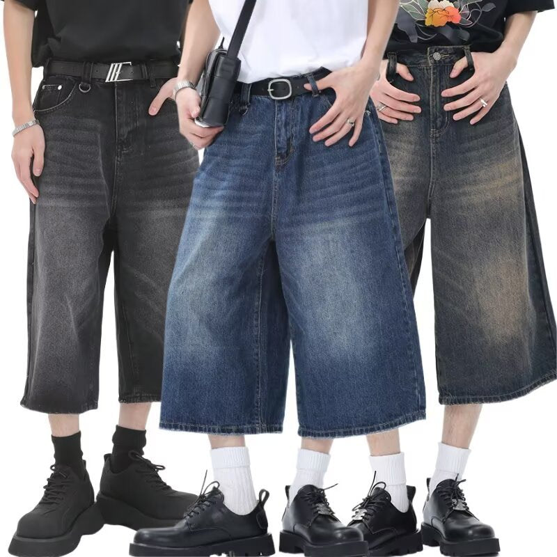 Summer Mens Capri Pants Trendy Denim ShortsAmerican Style