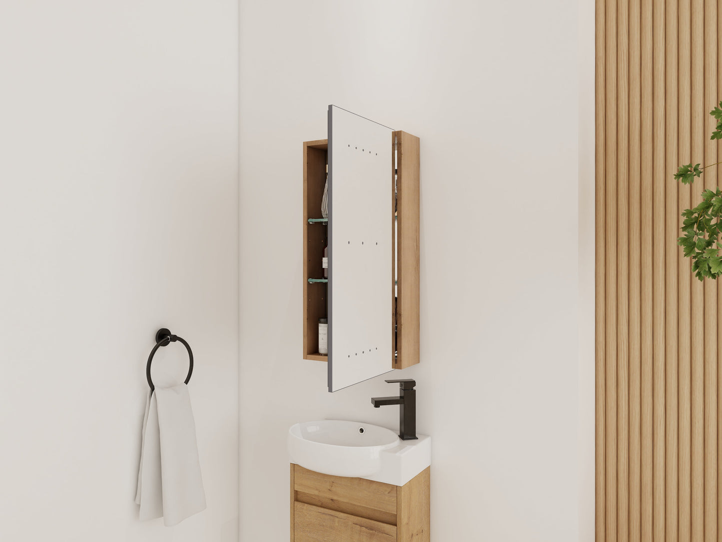 14'' Bathroom Mirror Cabinet with Storage