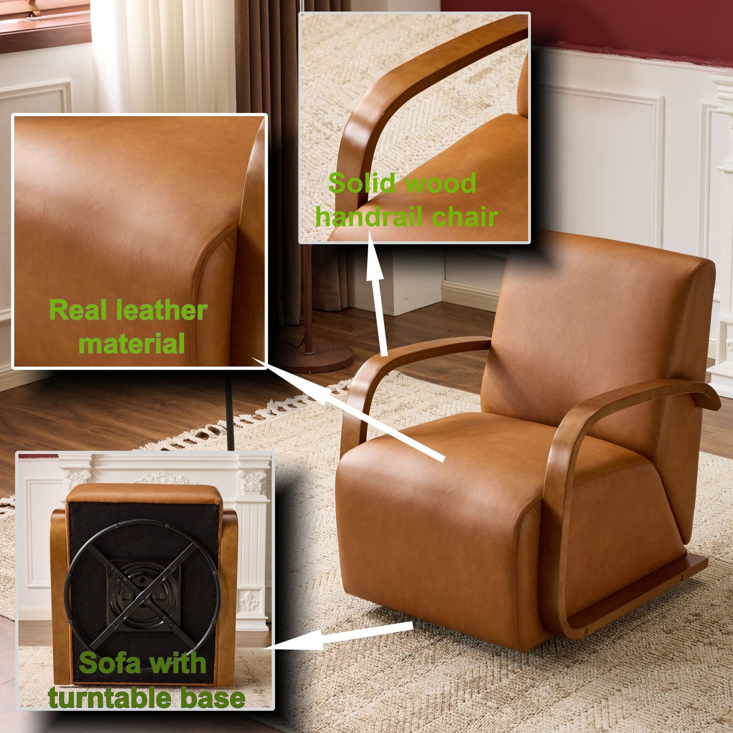 Swivel Accent Rotatable Ergonomic Single Chair For Living Room