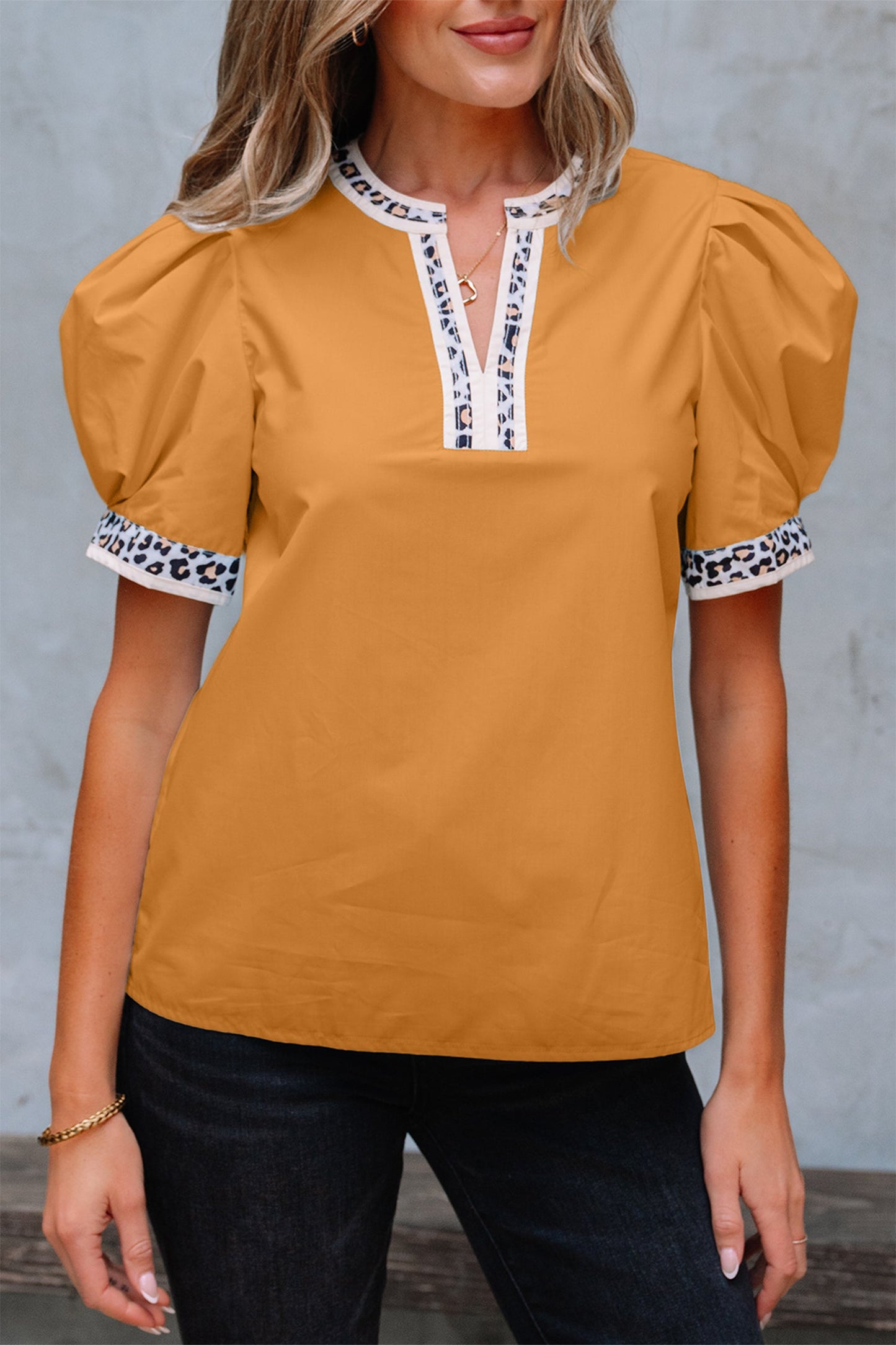 Gia Trim Puff Sleeve Blouse