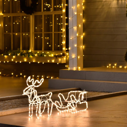 Outsunny 35' LED Reindeer Sleigh Outdoor Christmas Decoration