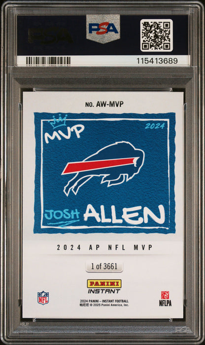 Graded 2024 Panini Instant NFL Josh Allen #MVP Award Winners PSA 9 Mint