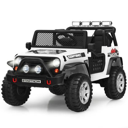 12V Kids Electric Ride On Truck with Remote Control and Operation Lever-White