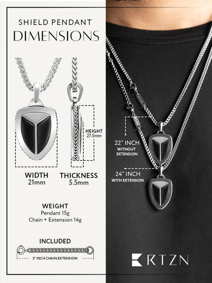 Black Onyx Shield Pendant Necklace
