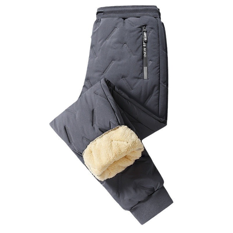 Men's Fleece-Lined Thermal Joggers | Lambswool Sherpa Sweatpants Windproof Waterproof Winter Pants Warm