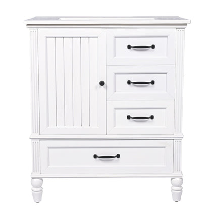30" Bathroom Vanity With Sink, 3 Drawers, Adjustable Feet